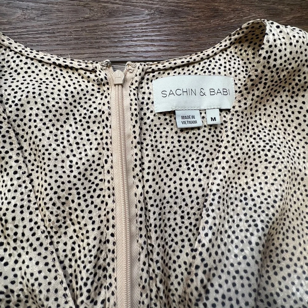 Sachin + Babi Short Sleeve Graham Women's Top, Cream Polka Dot Jacquard, Sz M - Picture 9 of 14